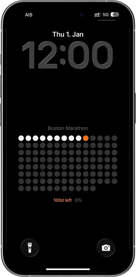 iPhone-Sperrbildschirm mit daygrid-Wallpaper: Punkteraster bis zum Boston Marathon